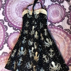 Sourpuss octopus print halter dress, small